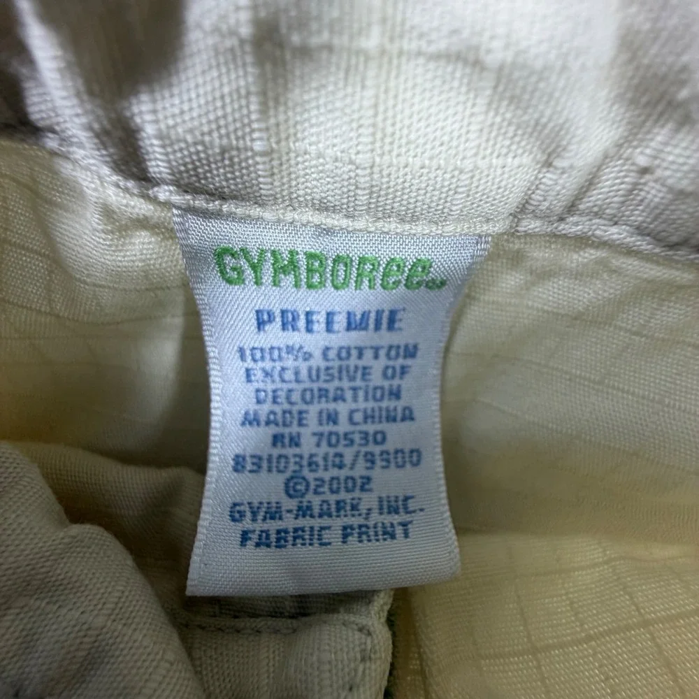 Gymboree Vintage 2002 Baby Boy Preemie Khaki Ripstop Lion Romper One-Piece Tan